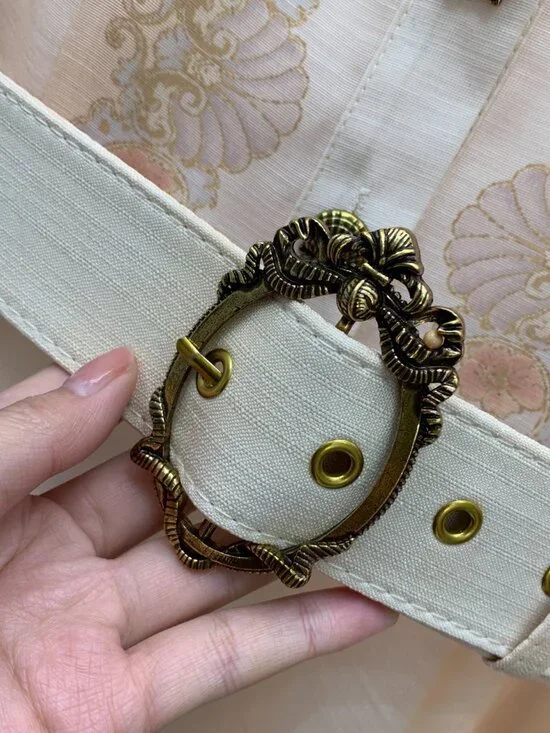 Agua by Agua Bendita Cream Seascape & Floral Embroidered Belted Mini Dress - Picture 8 of 10